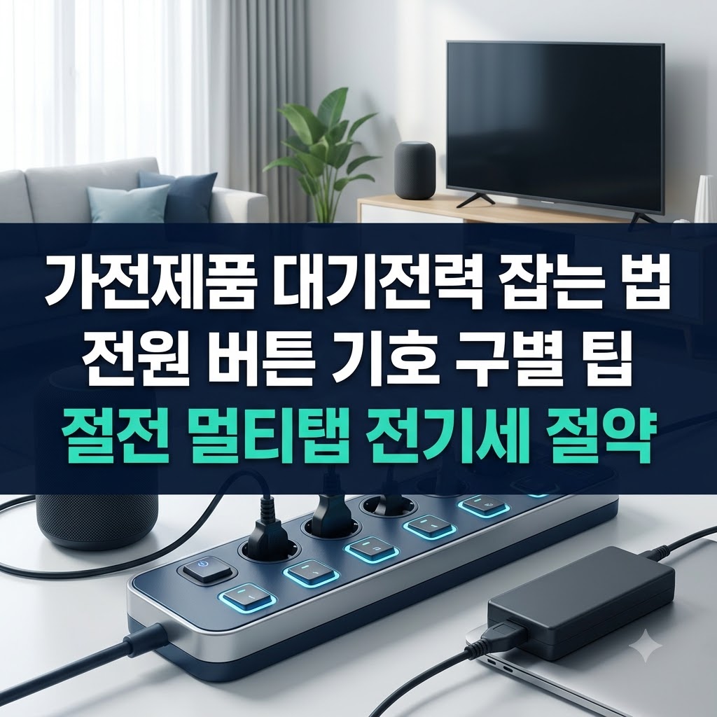 가전제품 대기전력 잡는법 전원버튼 기호 구별팁 썸네일 이미지